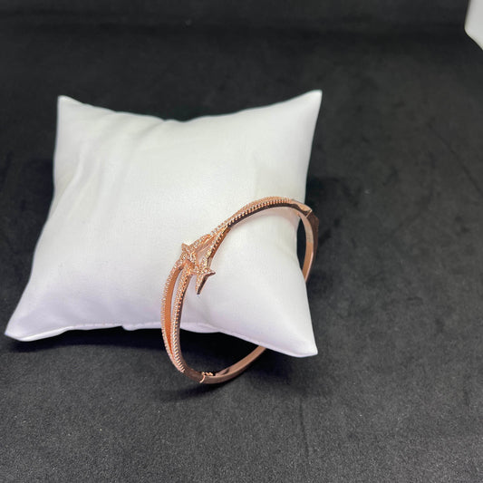 Women’s Celestial Twin Star Kada in 925 Sterling Silver with Rose Gold Finish & CZ Stones