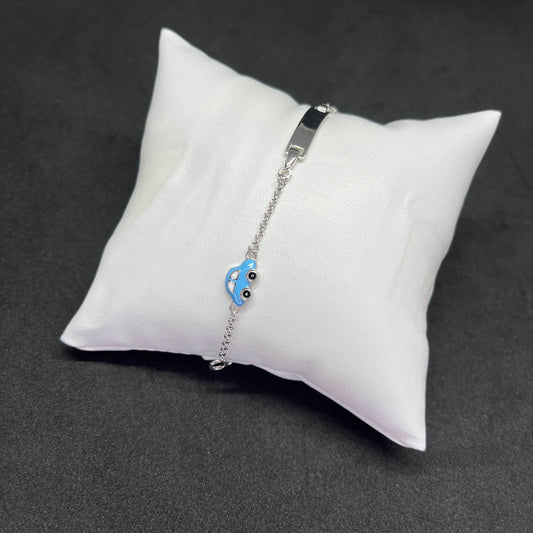 Kids Blue Car Charm 925 Sterling Silver Bracelet