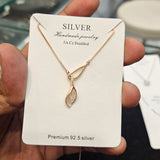 VIORÉ Elara Leaf Drop 925 Sterling Silver Necklace