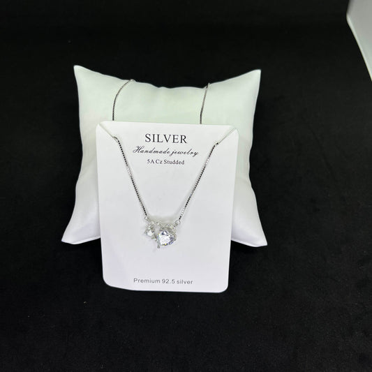 Women’s Solitaire Pendant 925 Sterling Silver Chain – CZ Studded Elegance