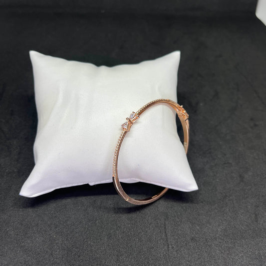 Women’s Elegant Bow-Tie Kada in 925 Sterling Silver with Rose Gold Finish & CZ Detailing