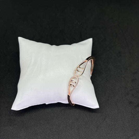 Women’s Dual Teardrop Kada in 925 Sterling Silver with Rose Gold Finish & CZ Detailing
