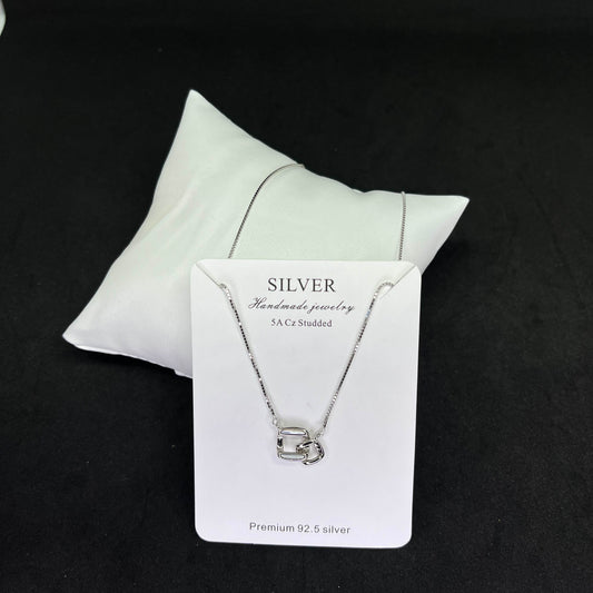 Women’s Interlocking Pendant 925 Sterling Silver Chain – Modern CZ Elegance