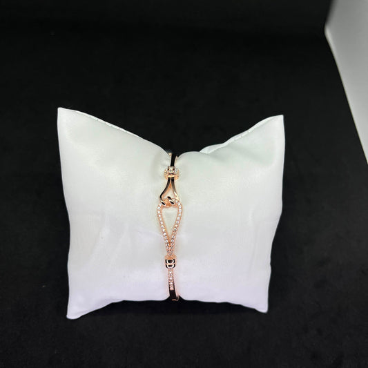 Women’s V-Elegance Kada in 925 Sterling Silver with Rose Gold Finish & CZ Detailing