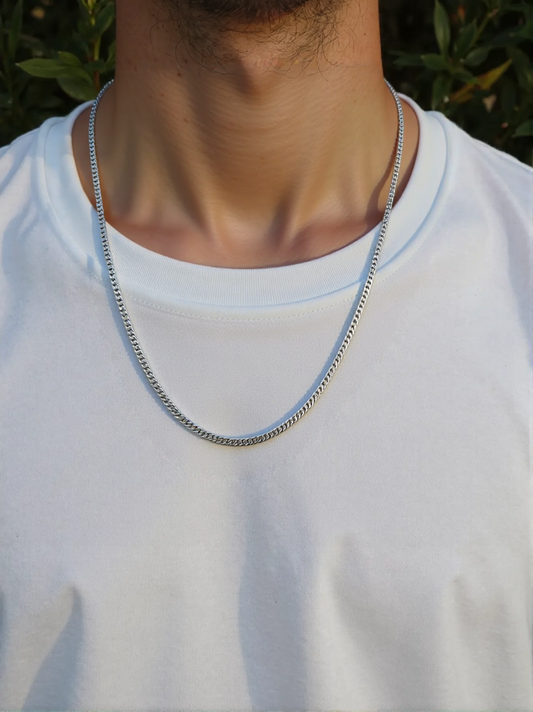 Men’s Flat Curb Chain in Real 925 Silver