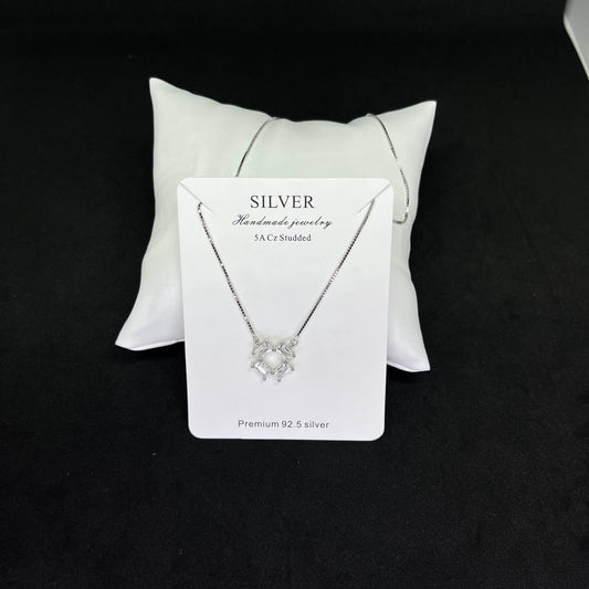 Women’s Snowflake Pendant 925 Sterling Silver Chain – CZ Studded Winter Elegance