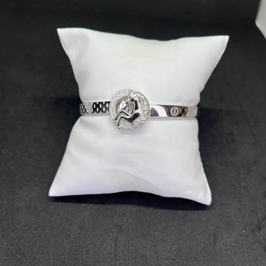 Men’s Horse Kada in 925 Sterling Silver – Black Enamel Detailing