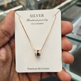 VIORÉ Noir Luxe Spinner 925 Sterling Silver Pendant Necklace