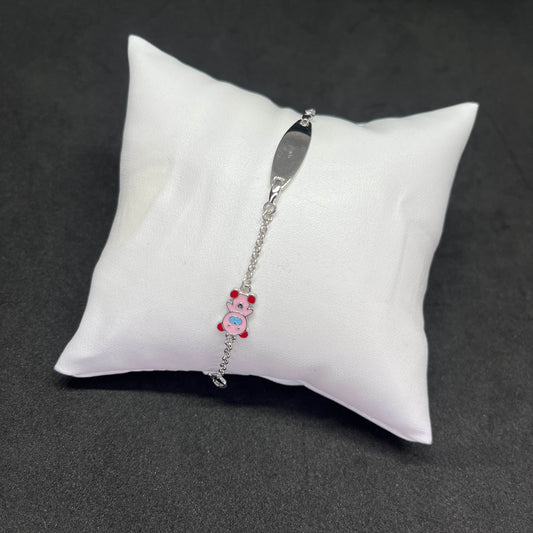 Kids Teddy Bear Charm 925 Sterling Silver Bracelet