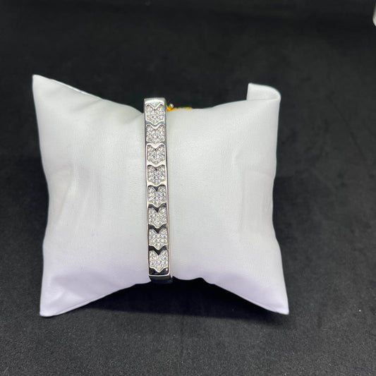 Men’s V-Motif Kada in 925 Sterling Silver – CZ Studded Luxury Band