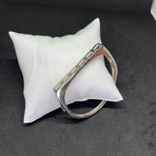 Men’s Block Link Kada in 925 Sterling Silver – CZ Studded Contemporary Design