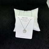 Women’s Floral Round Pendant 925 Sterling Silver Chain – CZ Studded Elegance