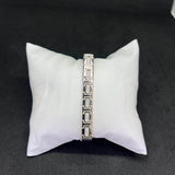 Men’s Block Link Kada in 925 Sterling Silver – CZ Studded Contemporary Design