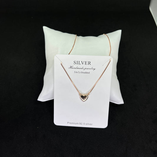 Women’s Heart Pendant 925 Sterling Silver Chain – Minimalist Rose-Gold Elegance