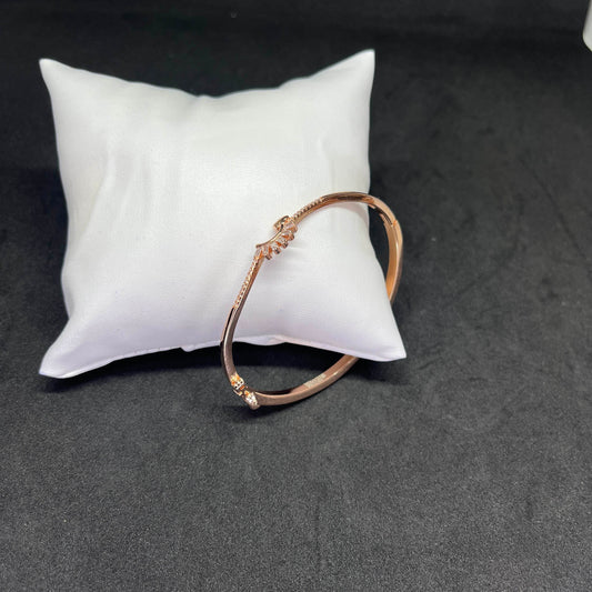 Women’s Fan Motif Kada in 925 Sterling Silver with Rose Gold Finish & CZ Accents