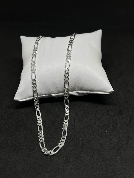 Figaro Link Mens Chain in Real 925 Silver